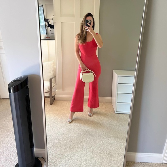 Saloni Coral Crepe Jumpsuit - Picture 4 of 7